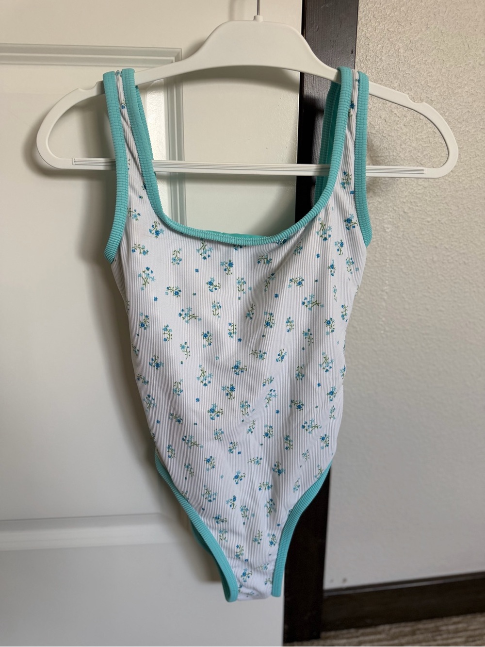 LainSnow turquoise floral one piece swimsuit